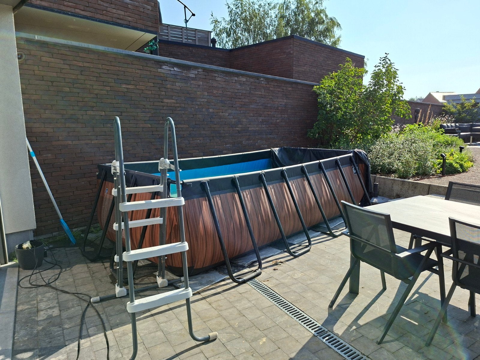 EXIT Wood zwembad 400x200x100cm met zandfilterpomp - bruin, Tuin en Terras, Ophalen, Rechthoekig