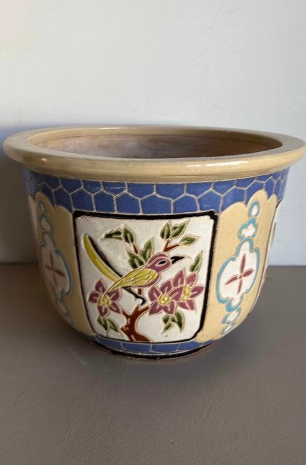Vintage bloempot, Ophalen, Zo goed als nieuw, Rond, Steen