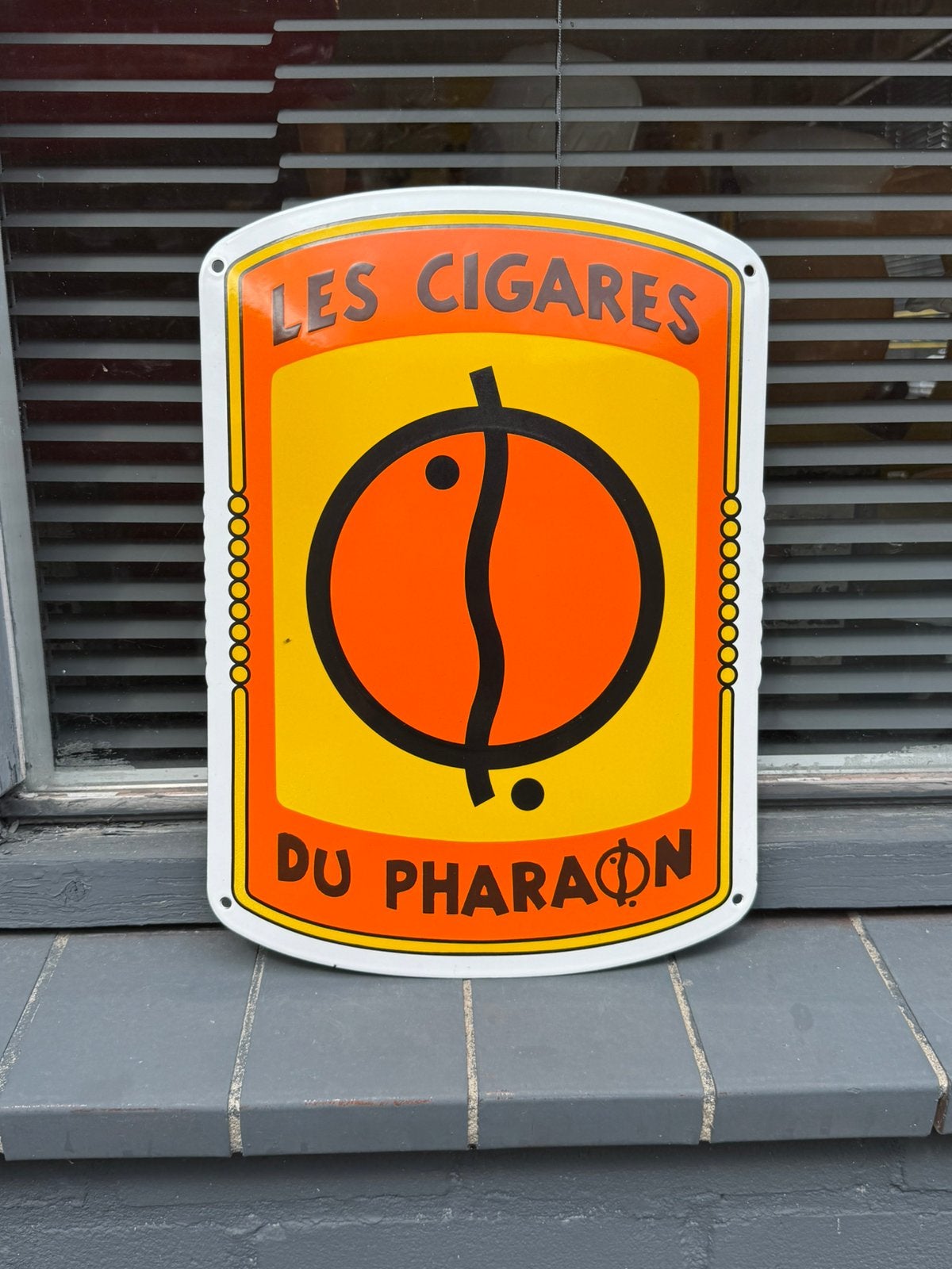 Panneau publicitaire en émail Tintin Cigar, Collections, Enlèvement ou Envoi, Utilisé, Panneau publicitaire