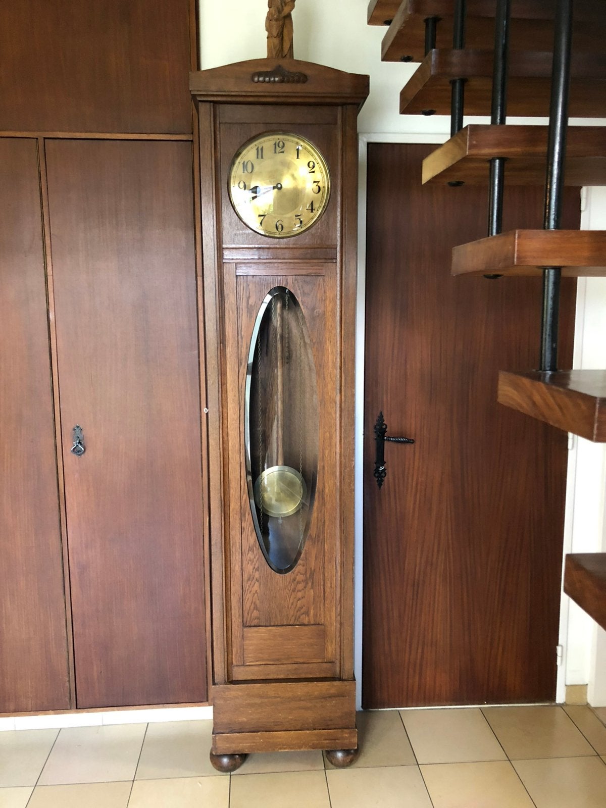 Horloge grand-père en chêne fonctionnel — horloge mécanique, Antiquités & Art, Enlèvement