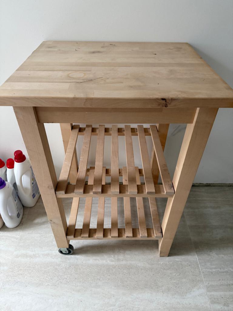 Houten rekje op wielen, Huis en Inrichting, Ophalen, 50 tot 100 cm, Zo goed als nieuw, Minder dan 100 cm