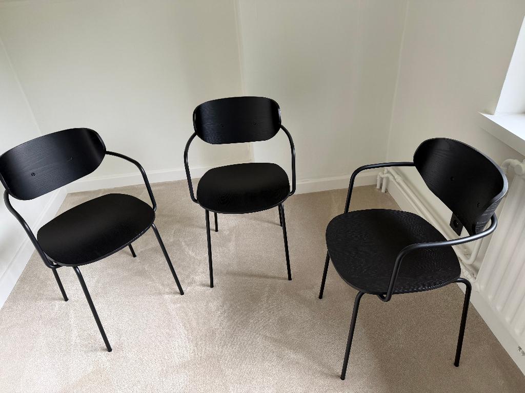 Zwarte eetkamerstoelen - Hubsch danisch design, Huis en Inrichting, Stoelen, Ophalen, Zwart, Zo goed als nieuw, Vijf, Zes of meer stoelen
