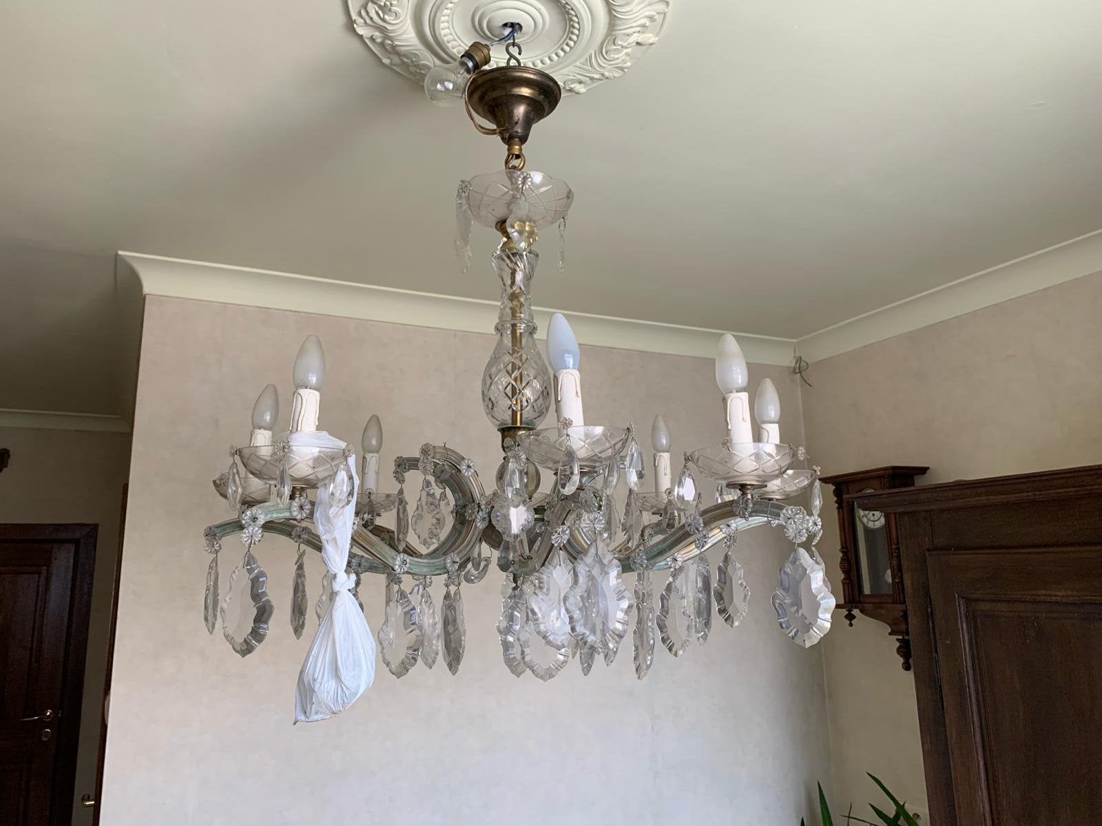 Luster verlichting Marie Thérèse 8 armen met reserve stukken, Antiek en Kunst, Ophalen