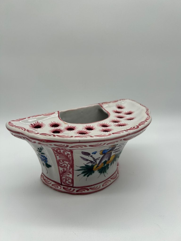 Ancienne bouquetière d'applique faïence - décor japonisant, Antiquités & Art, Enlèvement ou Envoi