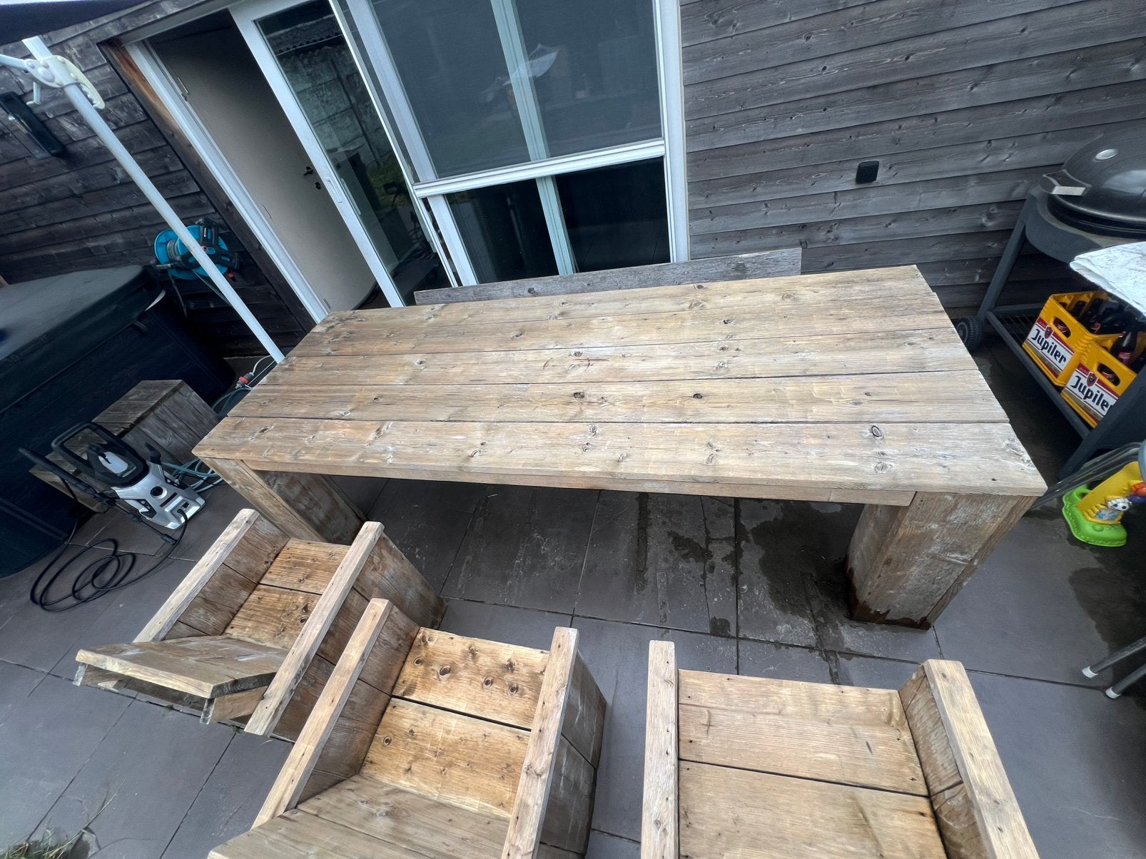 Tuintafel steigerhout, Tuin en Terras, Ophalen, Gebruikt, Bank, 6 zitplaatsen