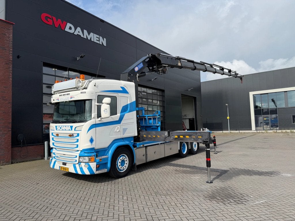 Scania R450 6x2 HMF 5020-K7+2 ,Winch Euro 6 (bj 2016), Auto's, Automaat, Euro 6, Scania, Leder