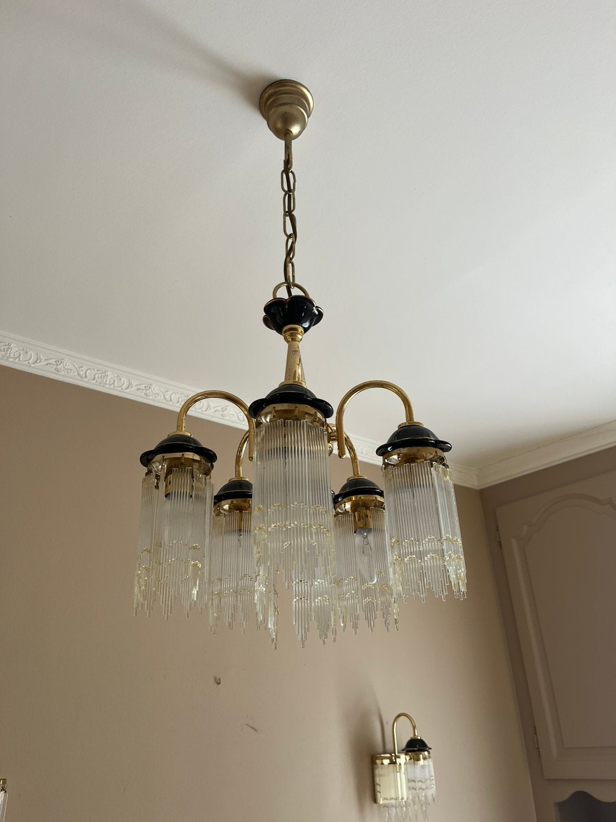 Luster met bijhorende wand armaturen, Huis en Inrichting, Lampen | Kroonluchters, Ophalen, Zo goed als nieuw