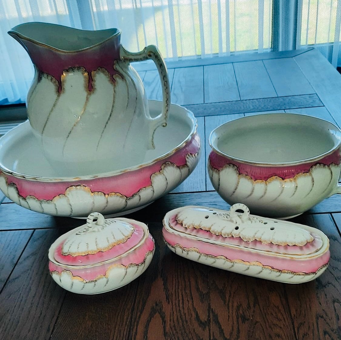 Prachtige antieke 5-delige lampetset Nimy (1910-1920), Antiek en Kunst, Ophalen
