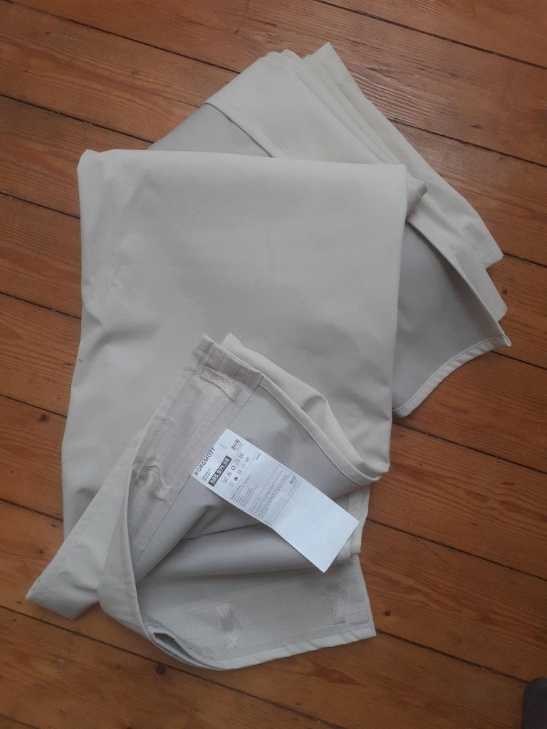 Korgmott 2-delige verduisteringsgordijnen, Ophalen, 300 cm, Verduisterend, Beige