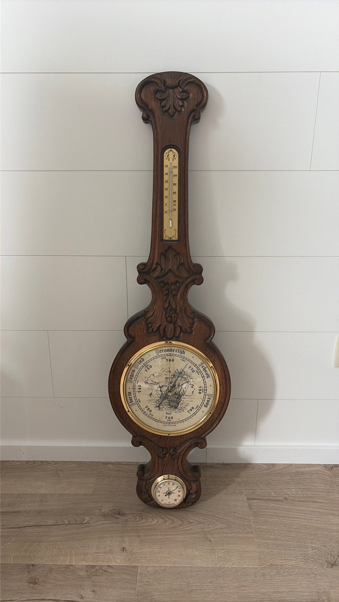 Baromètre vintage avec thermomètre et hygromètre, Enlèvement, Comme neuf, Baromètre