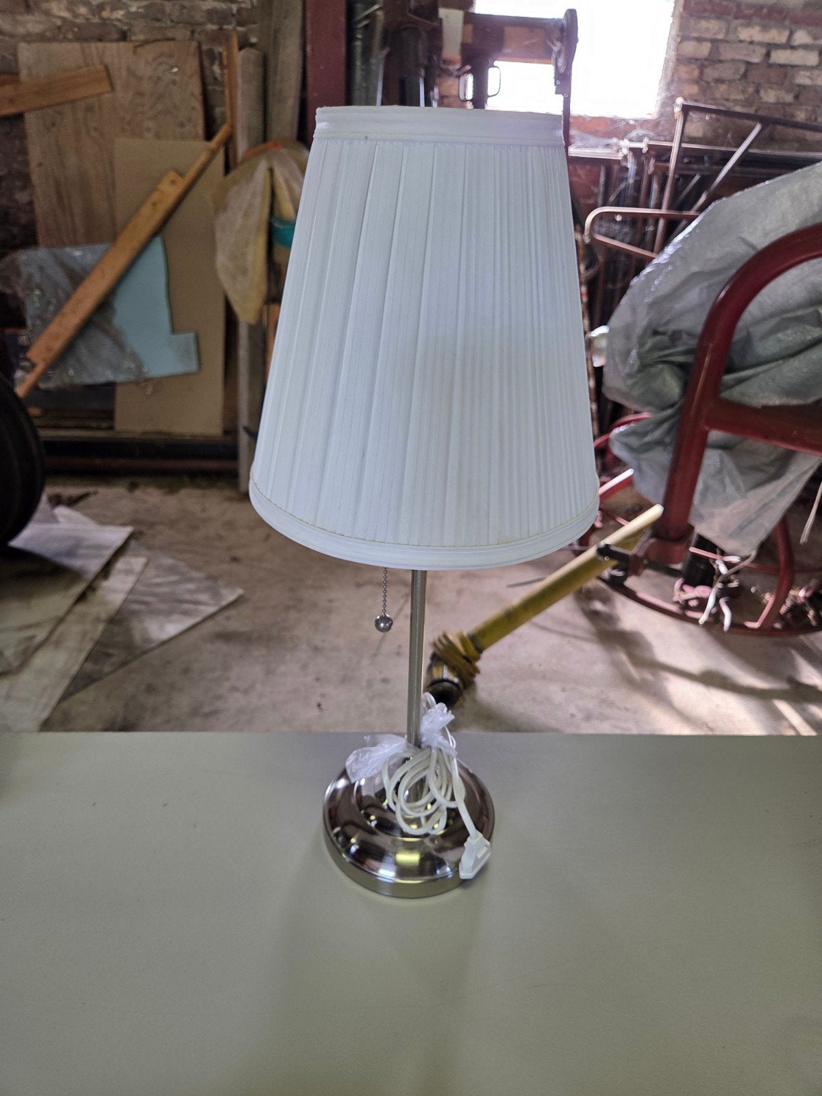 tafellamp met witte kap, 55cm hoog, Wit, Ophalen, Gebruikt, 55 cm
