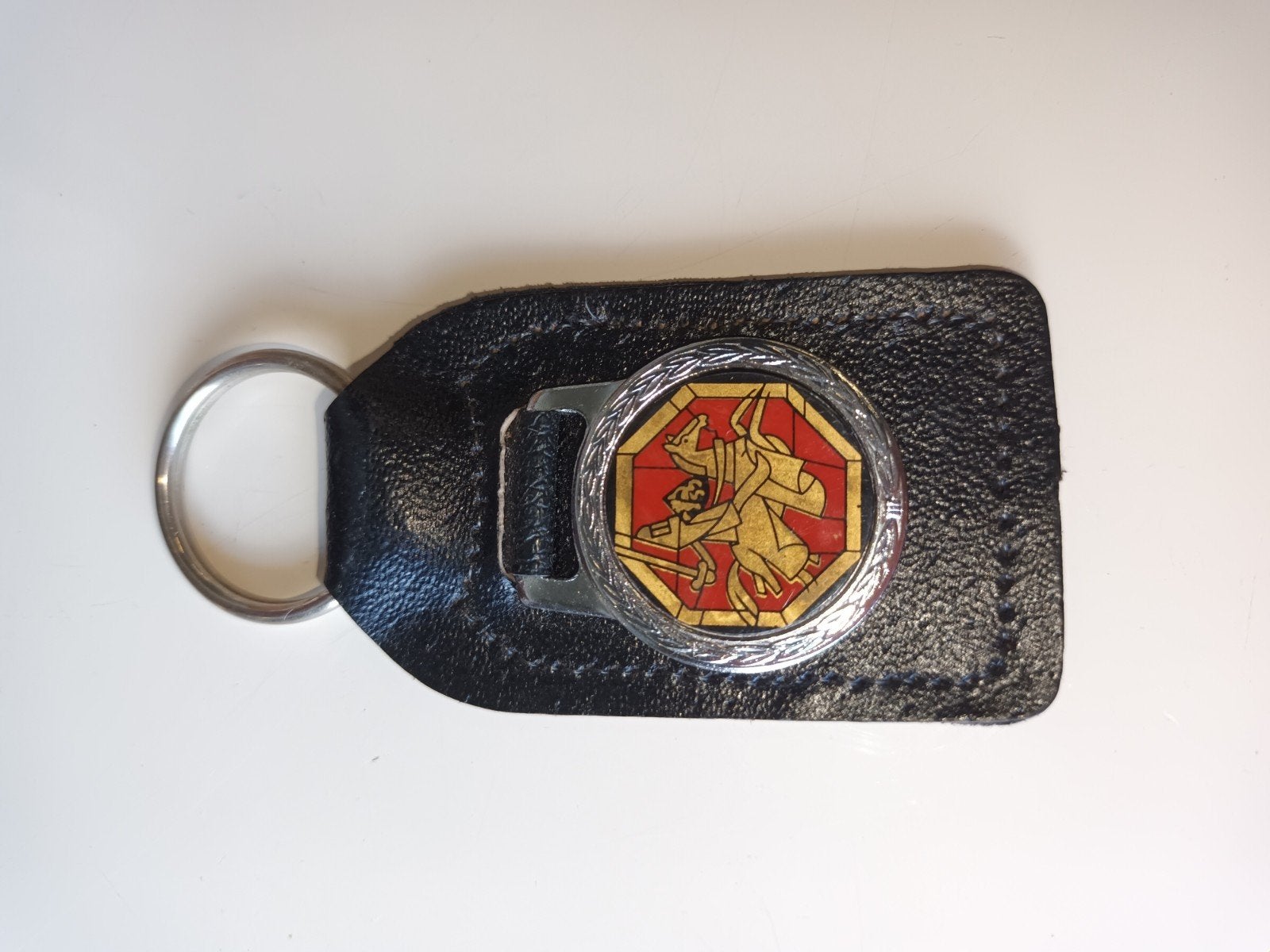 Vintage lederen sleutelhanger van Primus Haacht / Heilige Ch, Ophalen of Verzenden, ###, ###, ###