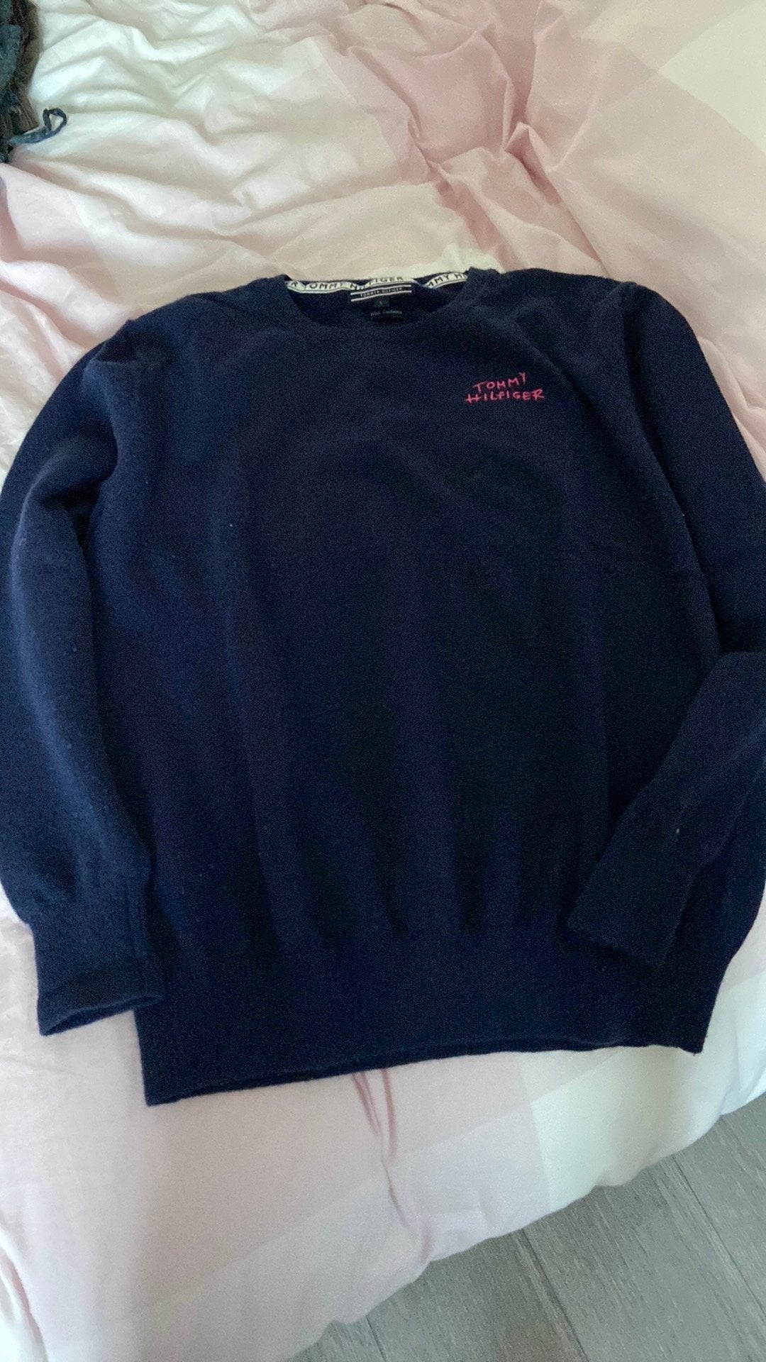 Donkerblauwe pull tommy hilfiger L, Ophalen of Verzenden, Zo goed als nieuw, Maat 42/44 (L)