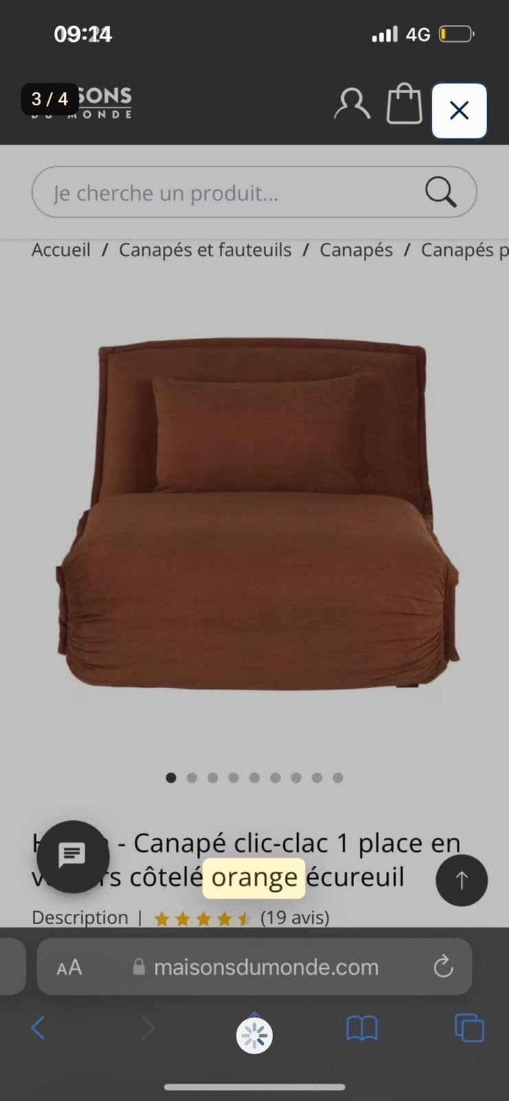 Maison du Monde canape clic clac sofa bed, Huis en Inrichting, Ophalen, Zo goed als nieuw, Eenpersoons