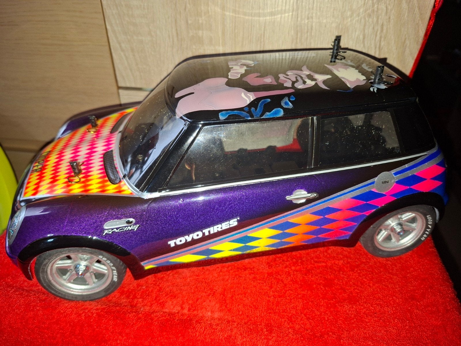 Nieuwe Tamiya M03L Mini Cooper S  The Therminator airbrush, Elektro, Nieuw, Ophalen of Verzenden, Schaal 1:10