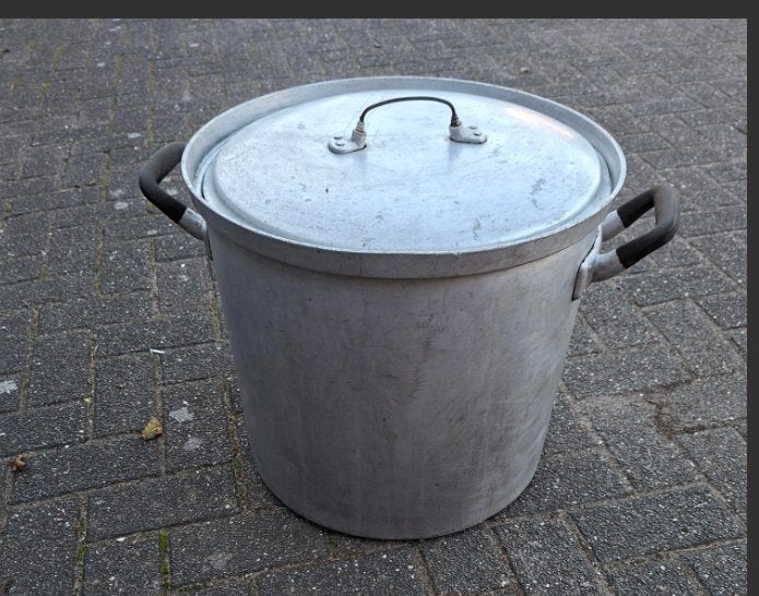 GROTE VINTAGE  KOOKPOT  70 liter, Gebruikt, Aluminium, Ophalen of Verzenden, Kookpan