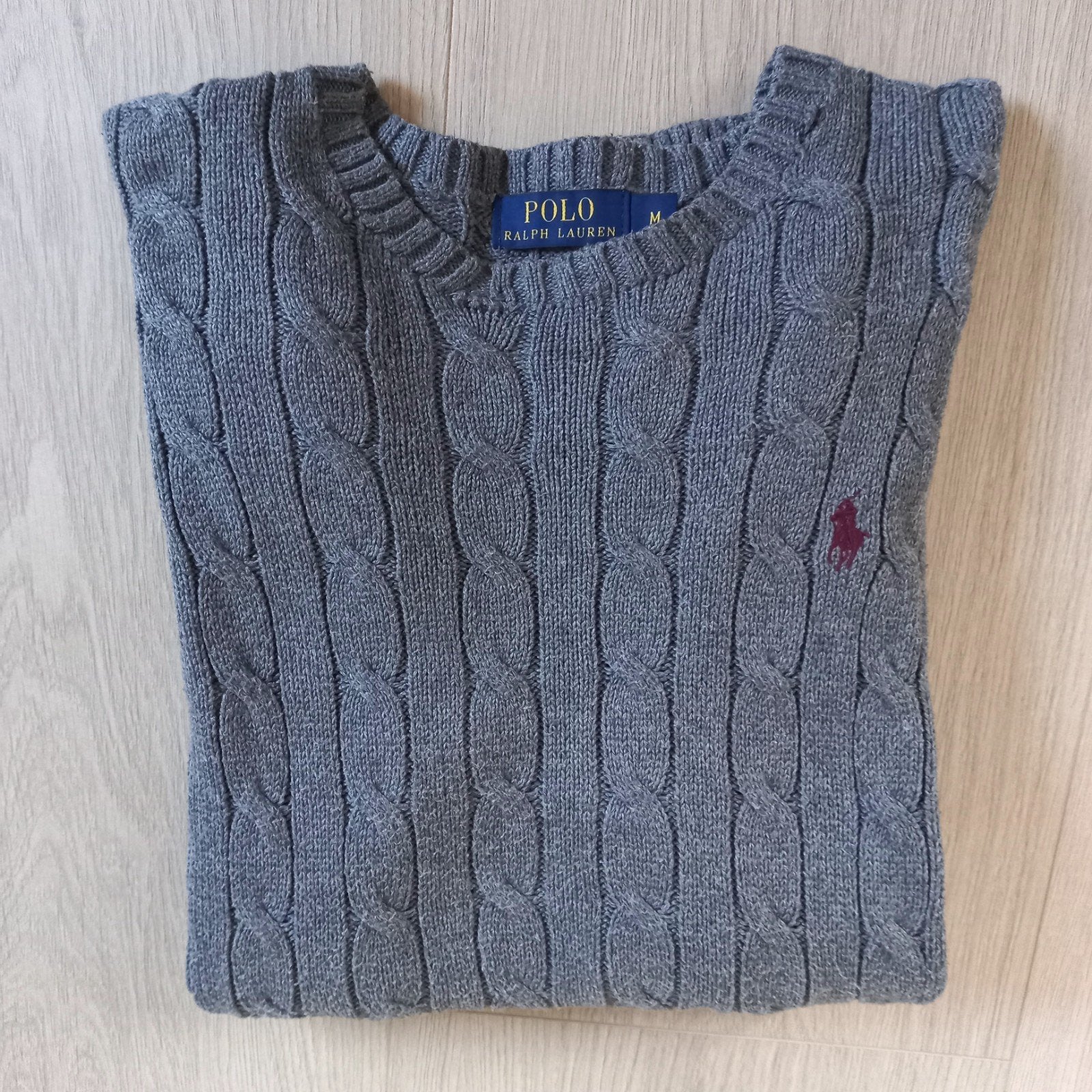 Pull torsadé gris élégant Ralph Lauren taille M, Enlèvement ou Envoi, Taille 48/50 (M)