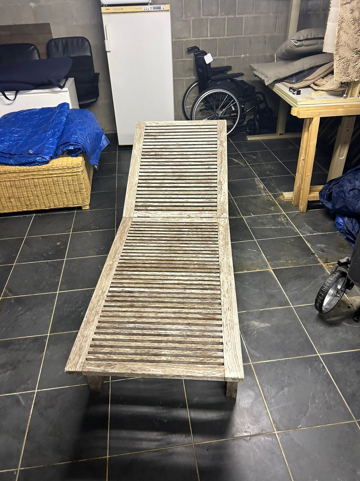 Ligbed tuin in teak, Ophalen, Gebruikt