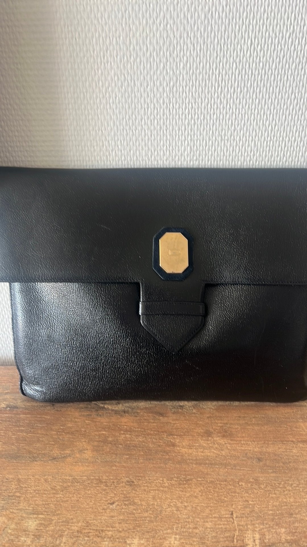 Delvaux mallet, Verzenden, Gebruikt, Zwart, Leder