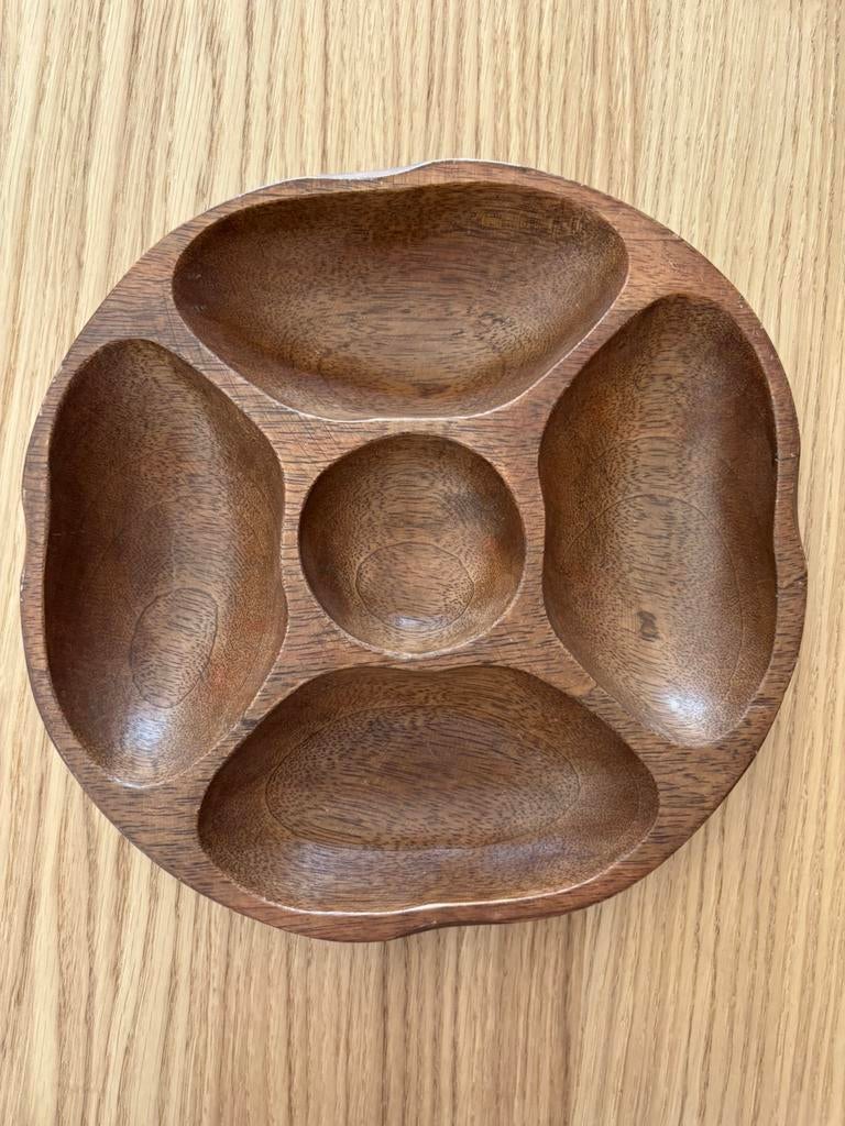 Houten vakjesbord/serveerschaal, ideaal voor Montessori spel, Rond, Comme neuf, Enlèvement, Bois
