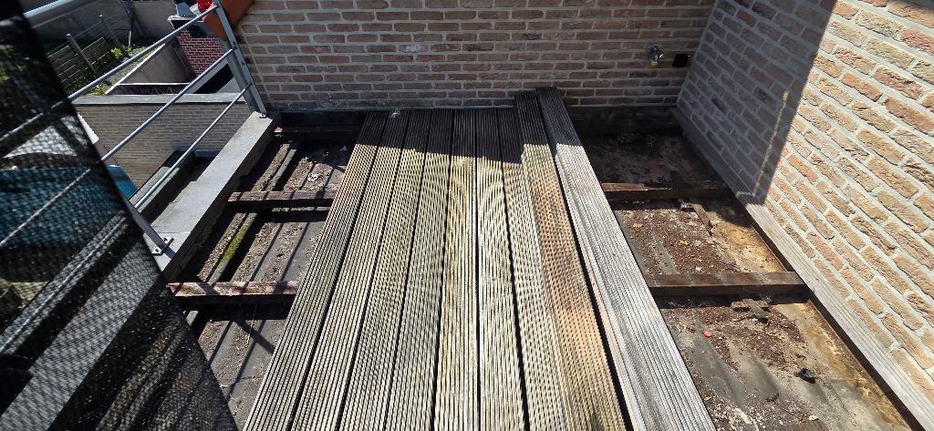 terras planken +-15m2, Tuin en Terras, Ophalen, Gebruikt, Planken, Hardhout