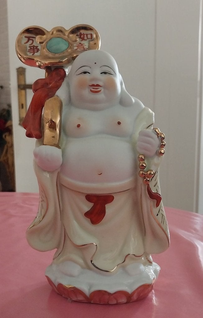 Porseleinen Happy Boeddha geluks-Buddha-Budai, Huis en Inrichting, Woonaccessoires | Boeddhabeelden, Steen/keramiek, Nieuw, Ophalen of Verzenden
