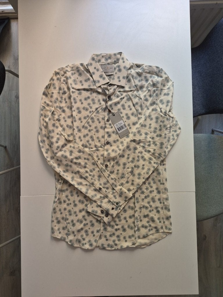 PME legend | T-shirt lange mouwen | creme > blauw | M, Vêtements | Hommes, Enlèvement ou Envoi, Neuf, Blanc, Cast Iron