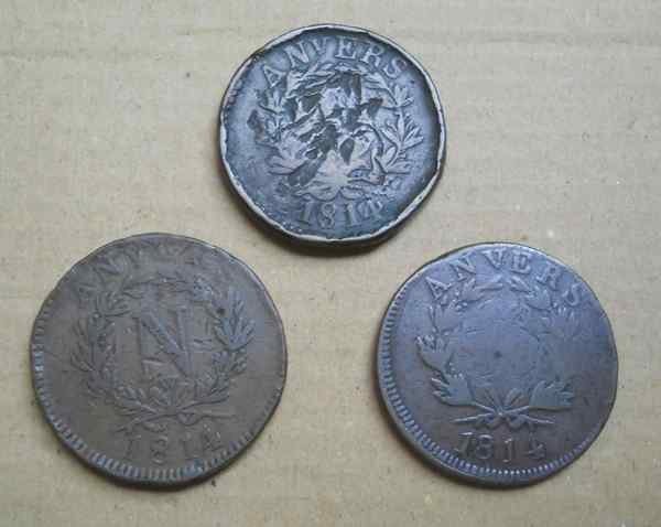 3 monnaies obsidionales Siège d' Anvers 1814  Napoléon, Enlèvement