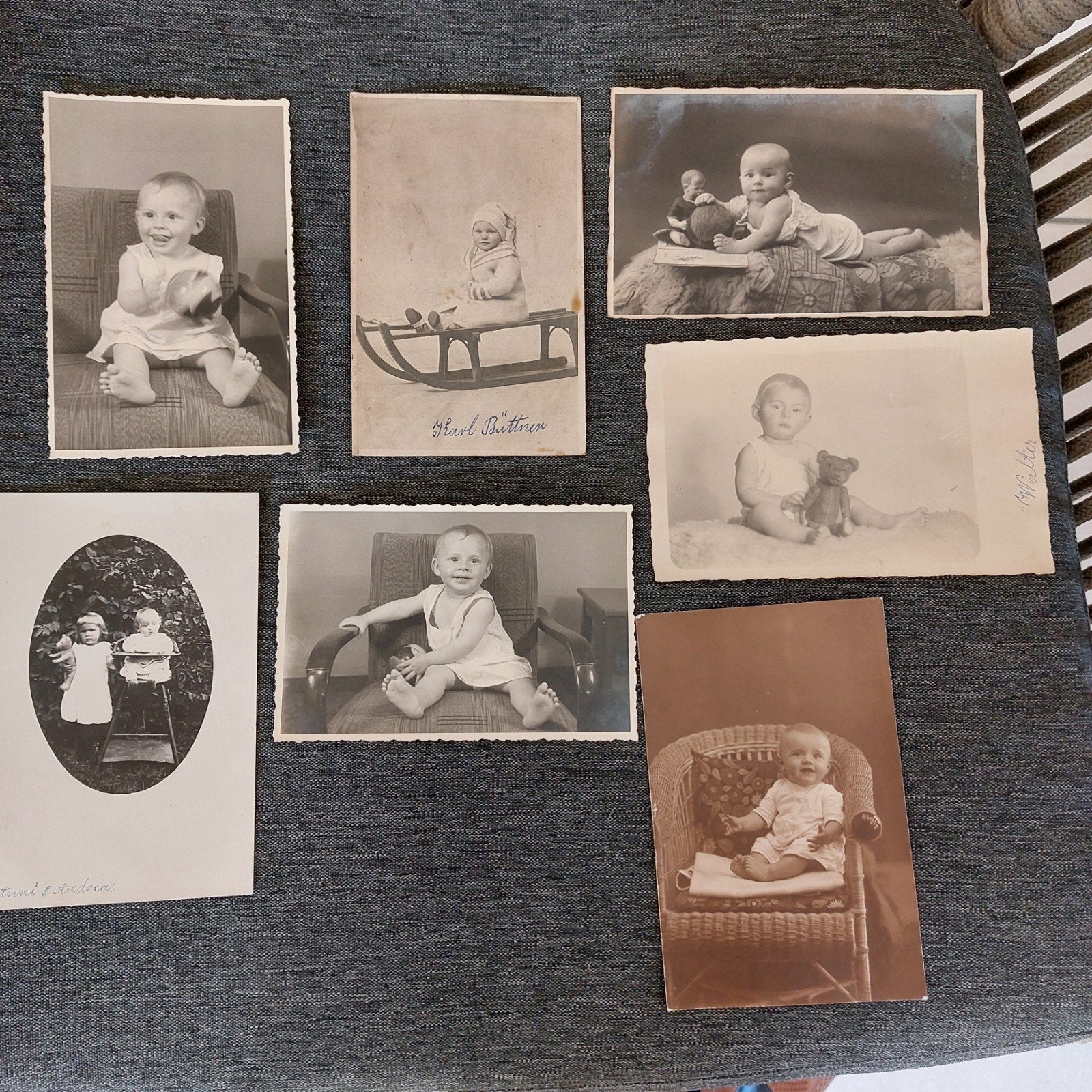 7 oude foto's : baby's, Ophalen of Verzenden, Foto