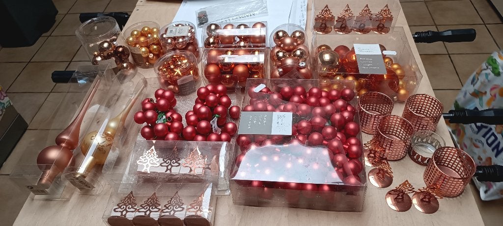 Gros Lot Noël doré et cuivré, bougeoirs, sapins déco métal, Enlèvement ou Envoi, Comme neuf