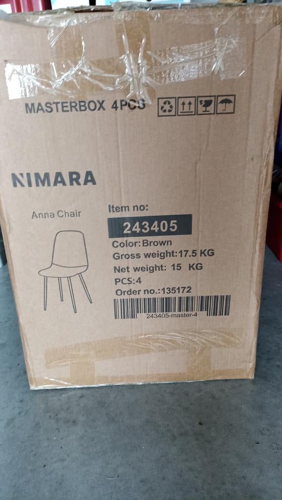 Bruine eetkamerstoelen 4 stuks nieuw, Huis en Inrichting, Stoelen, Ophalen, Bruin, Nieuw, Vier