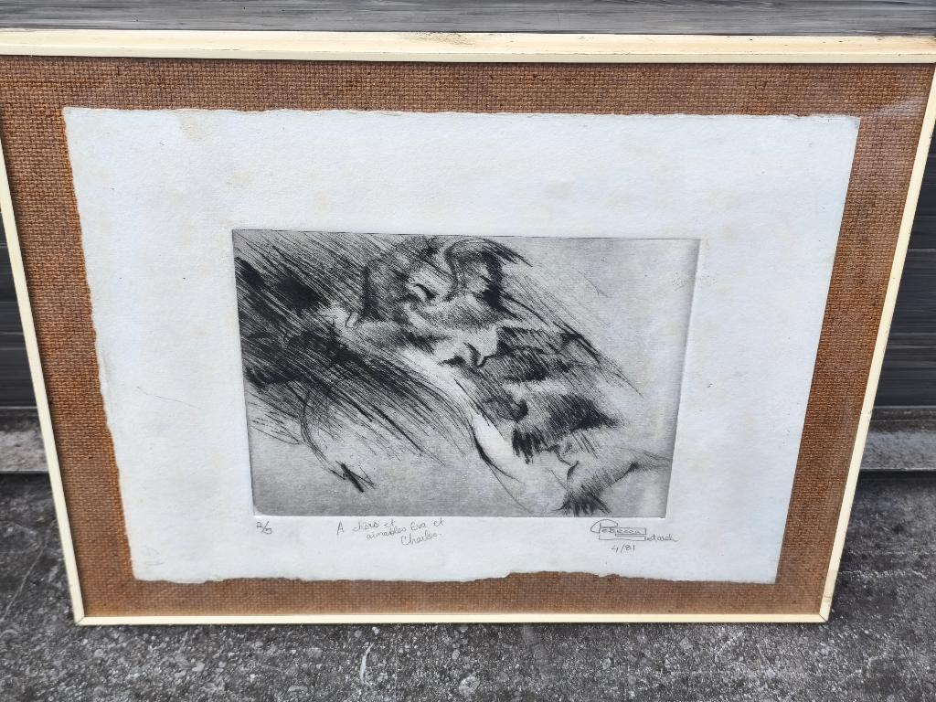 Eaux forte signe Rebecca stetareh, Antiquités & Art, Enlèvement ou Envoi