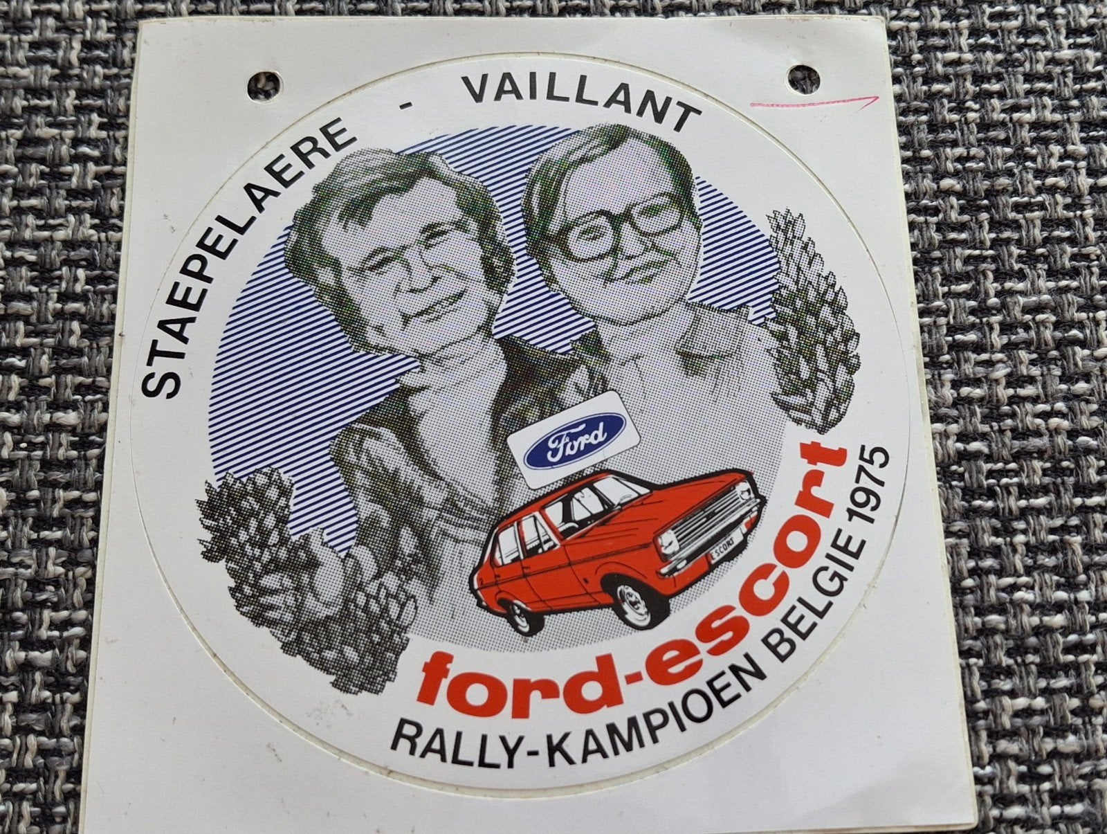 Vintage sticker autorally team 1975 Ford Escort, Ophalen of Verzenden, Zo goed als nieuw, Auto of Motor