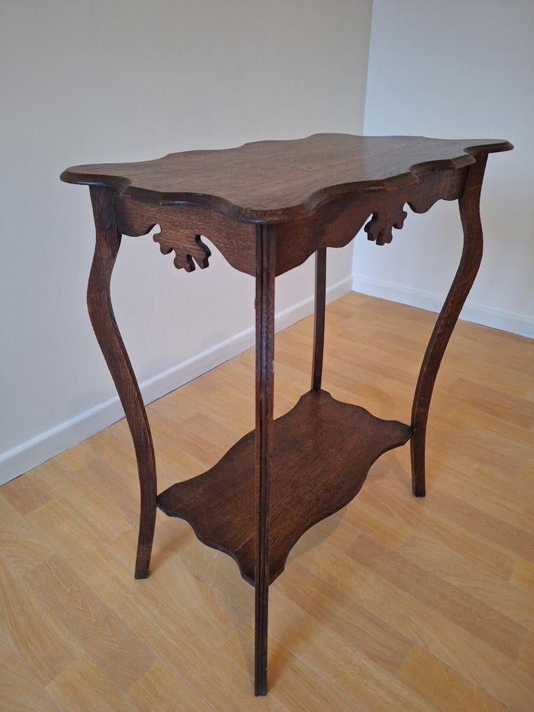 Magnifique table d’appoint en bois vintage, Utilisé, Rectangulaire, Bois
