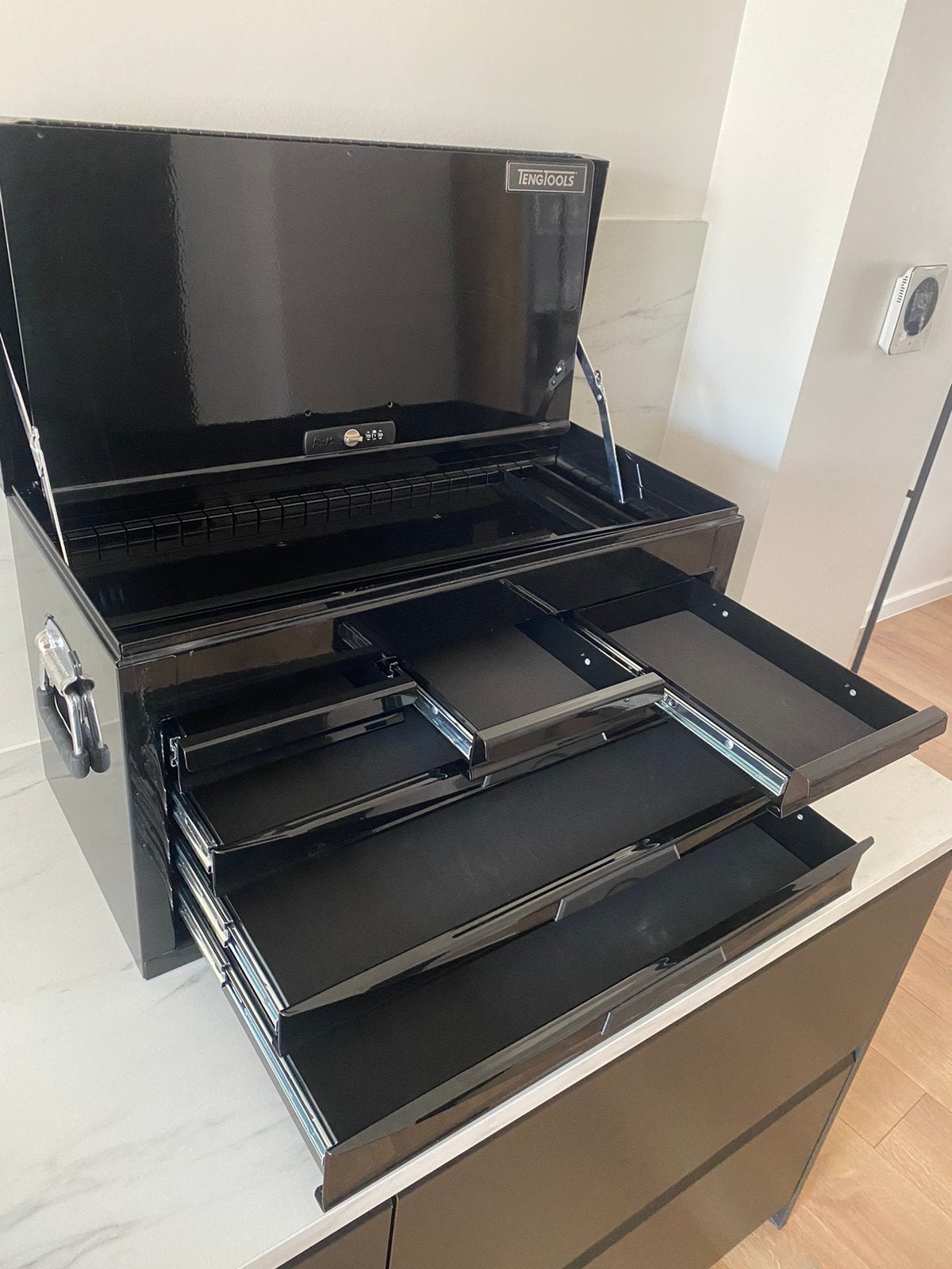Zwarte topkoffer Teng Tools, Doe-het-zelf en Bouw, Gereedschapskisten, Zo goed als nieuw, Ophalen