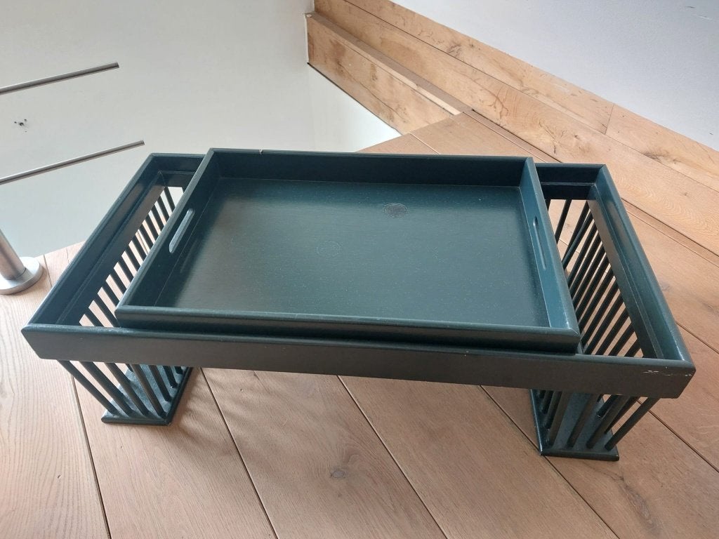 Houten bedtafel / ontbijttafel met uitneembaar dienblad, Ophalen, Gebruikt, Hout, Dienblad