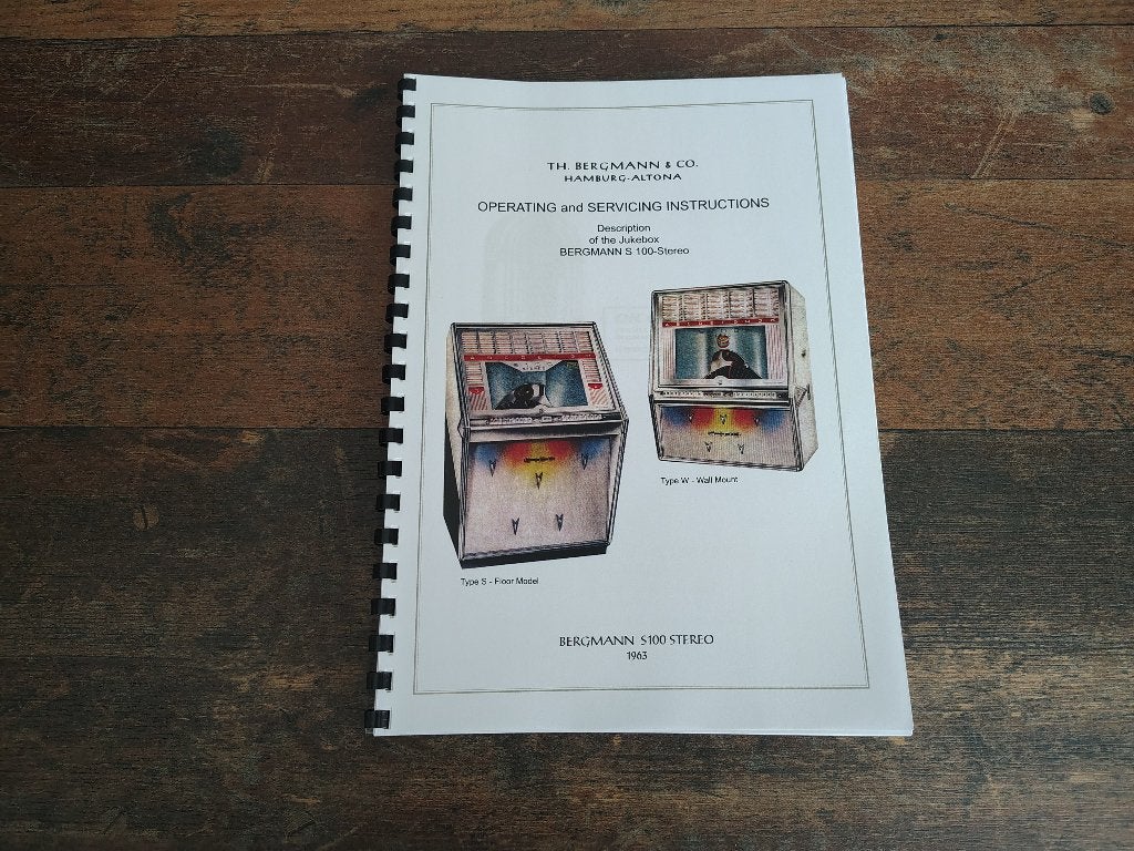 Service Manual: Bergmann S100 (1963) jukebox Nieuw !!, Verzenden