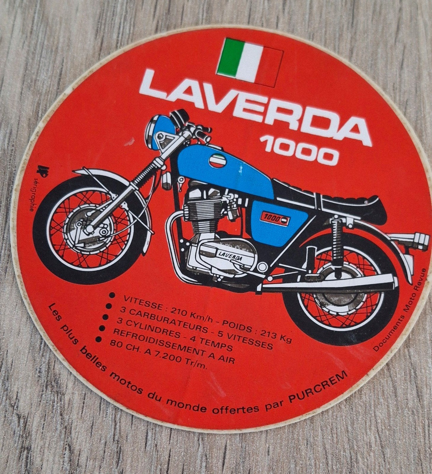 Vintage sticker moto merk Laverda 1000 Italië, Ophalen of Verzenden, Zo goed als nieuw, Merk