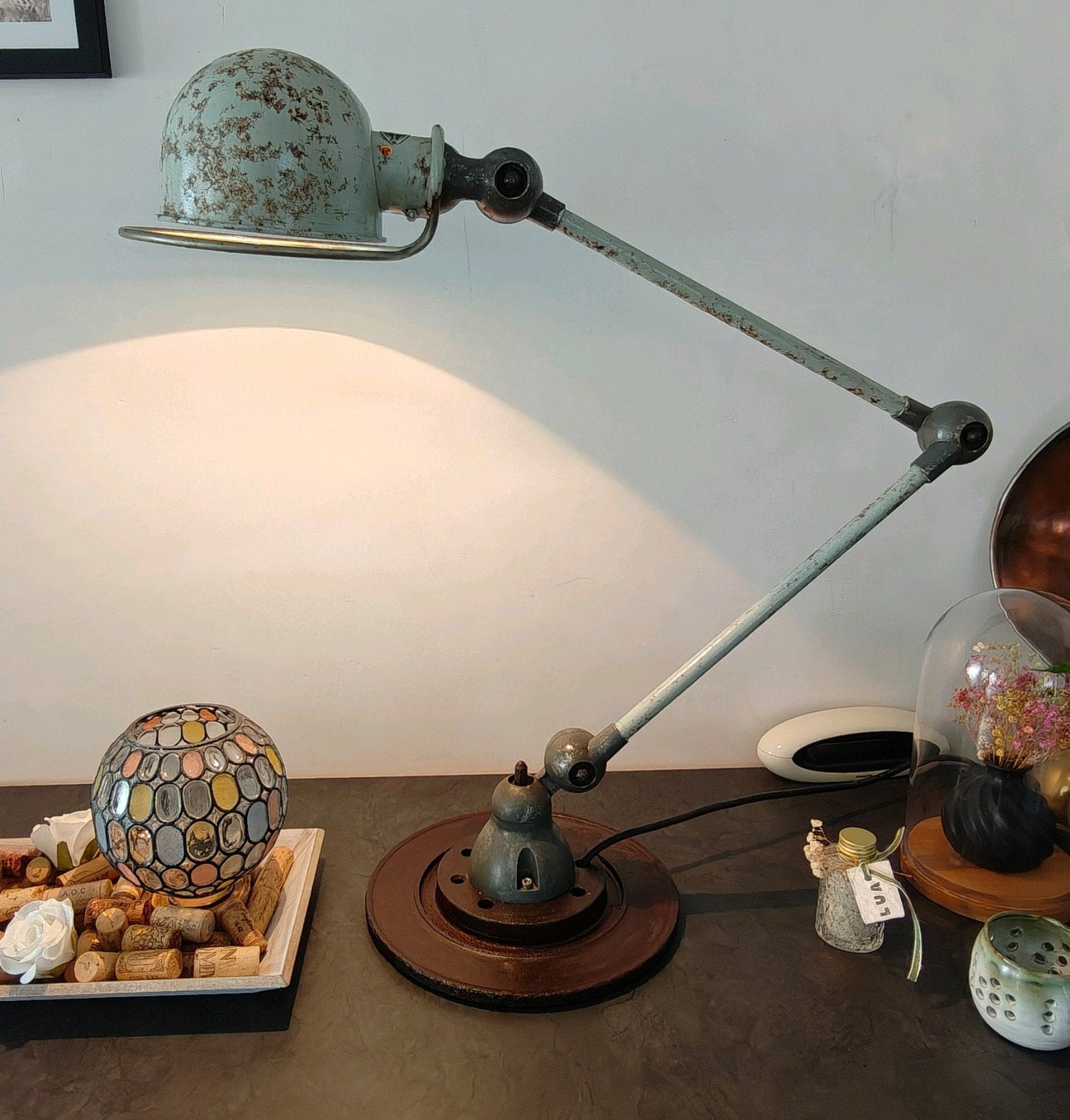 Originele Vintage Jieldé lamp, Ophalen, Bureaulamp, Gebruikt, E27 (groot)