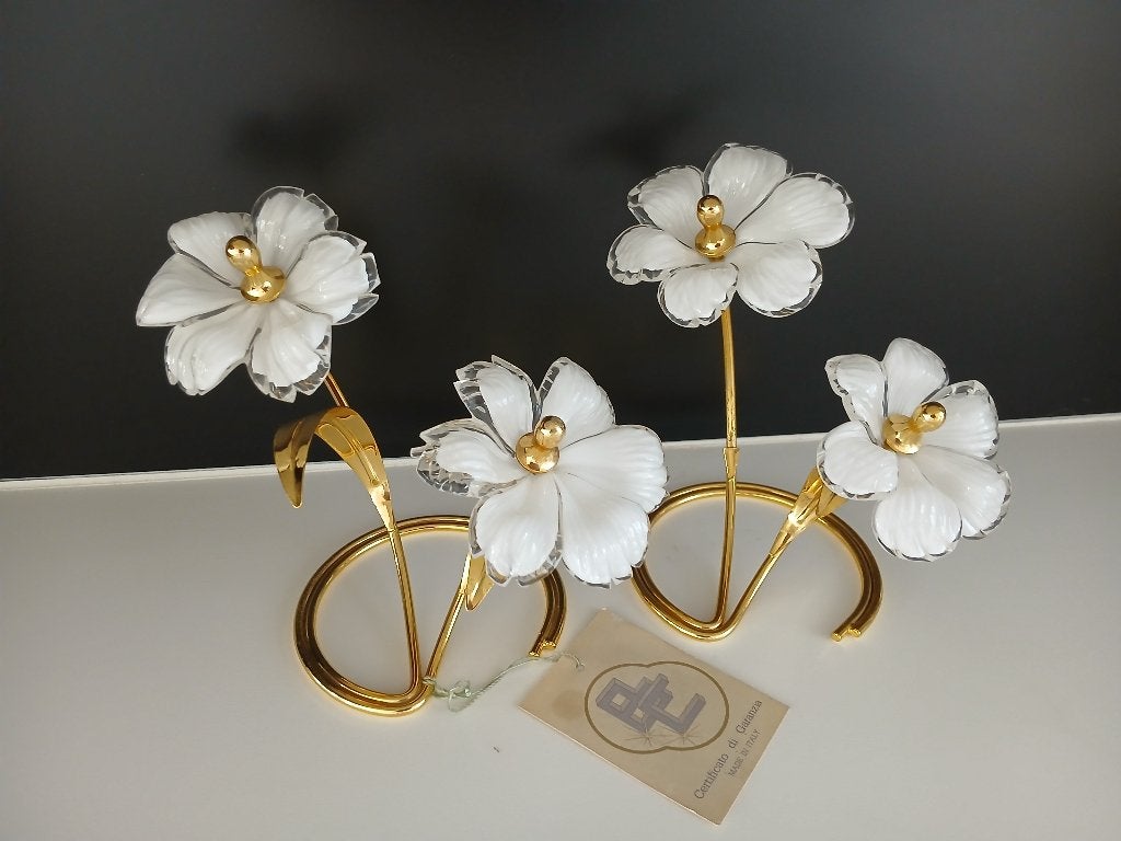 set van 2 vintage italiaanse bloemen, 24Kverguld,Murano-glas, Ophalen of Verzenden