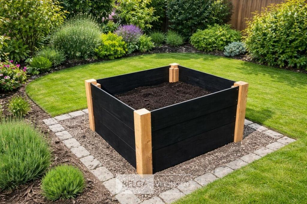 Bloembak, Tuin en Terras, Bloembakken en Plantenbakken, Nieuw, Hout, Binnen, Balkon, Tuin, 30 tot 60 cm, 60 tot 100 cm, Vierkant