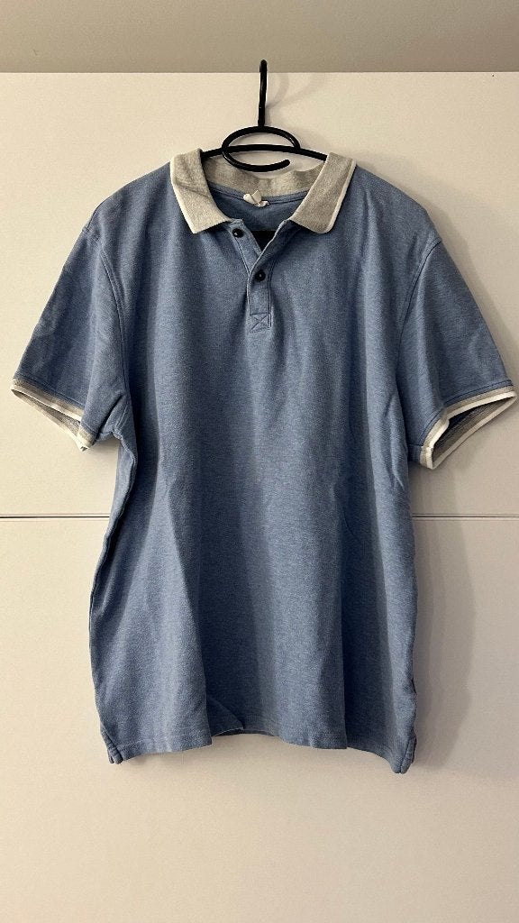 Lichtblauwe bio katoenen polo, Kleding | Heren, Ophalen of Verzenden, Zo goed als nieuw, Blauw, Shirt