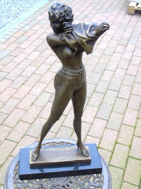 damesmaat XL, bronzen naakte borst gesigneerd, VITALEH, Antiek en Kunst, Ophalen of Verzenden, Brons