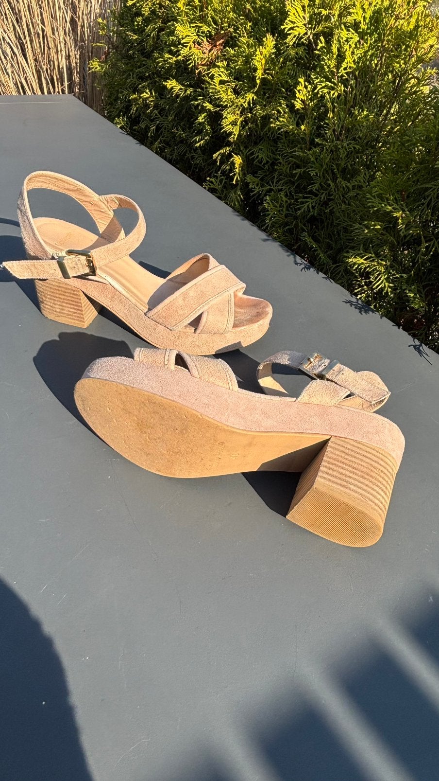 Roze sandalen met hak (daim/40), Ophalen, Gedragen, Roze