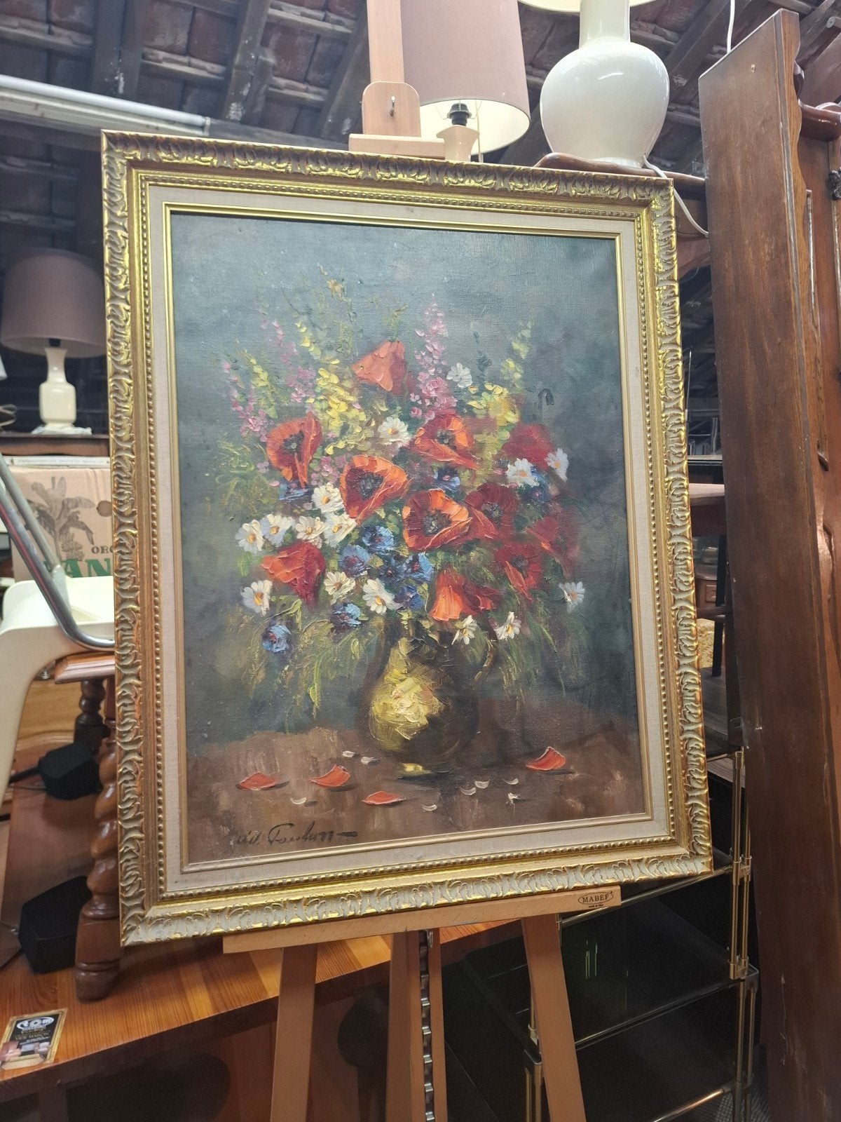 Tableau superbe art floral en relief signé dans joli cadre!, Enlèvement
