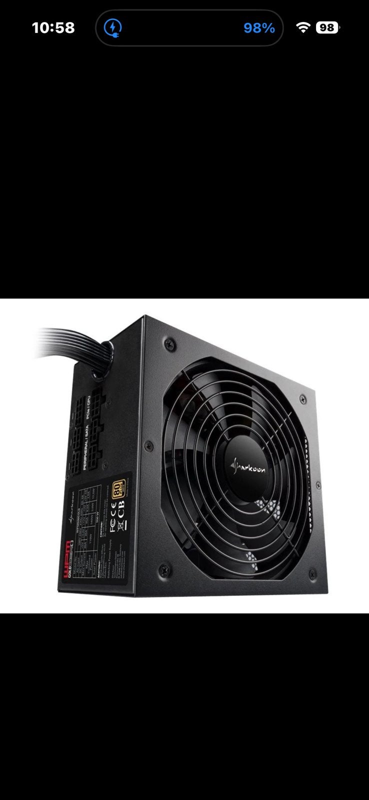 Sharkoon WPM Gold 600W, Ophalen, Zo goed als nieuw