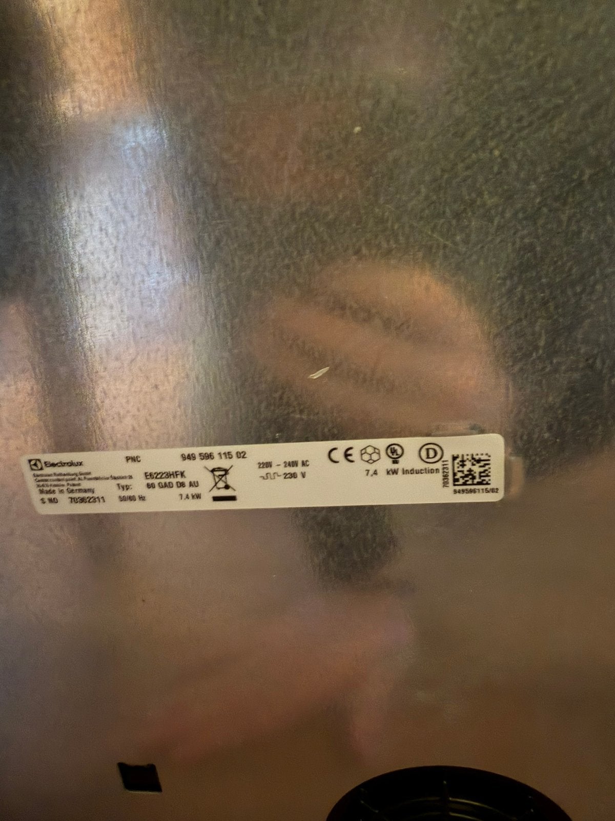 Plaque induction Electrolux E6223HFK, Electroménager, Classe énergétique A ou plus économe, Encastré, Comme neuf, Enlèvement