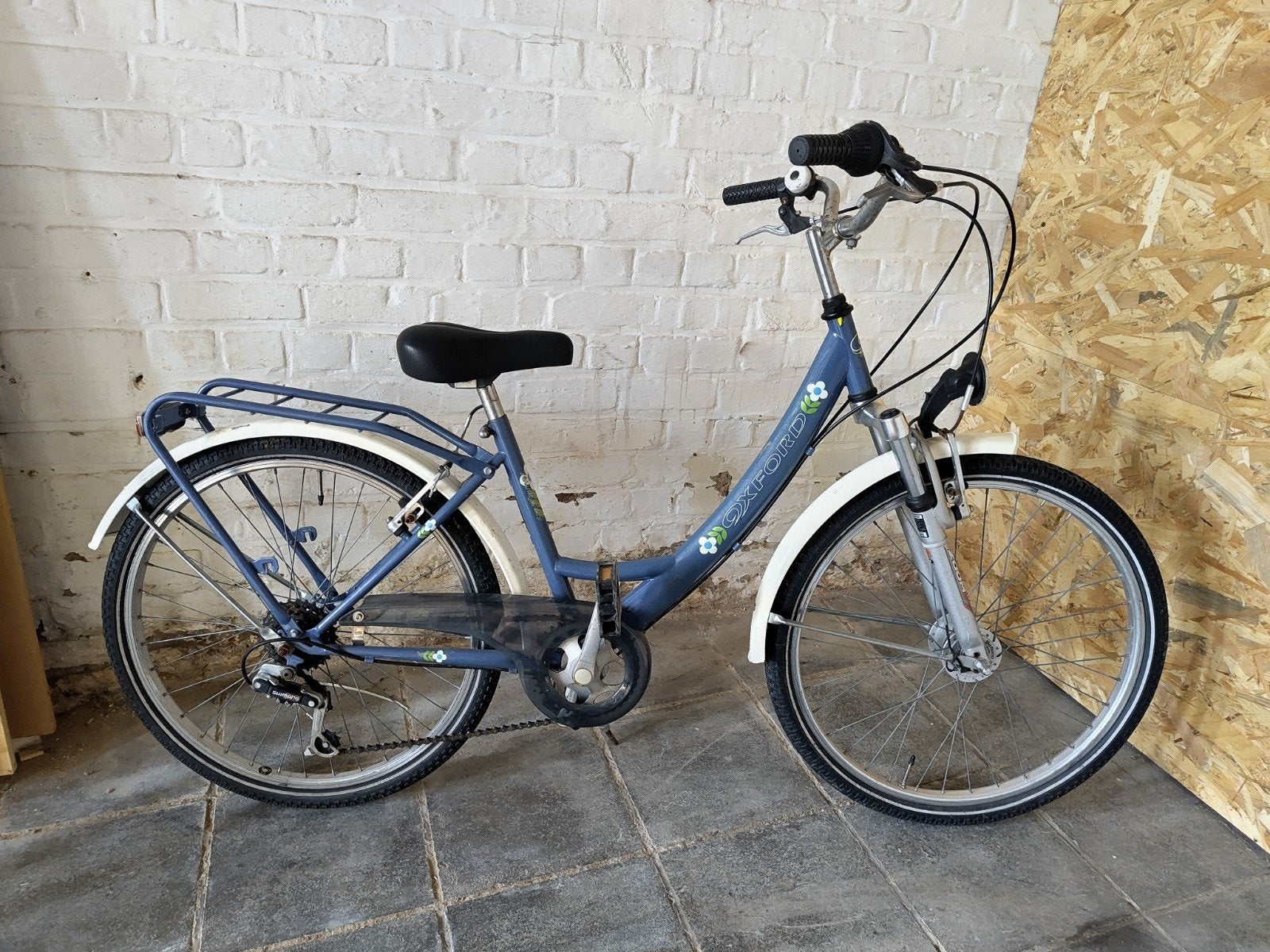 Kinderfiets blauw/wit, Ophalen, Velgrem, Versnellingen, Oxford