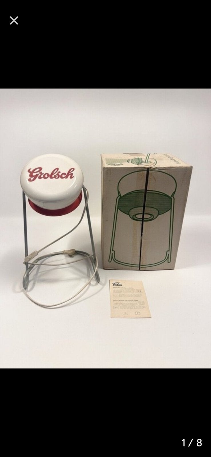 Grolsch vintage lamp met originele verpakking, Antiek en Kunst, Ophalen