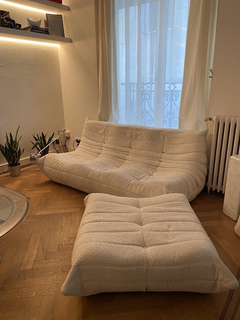Ligne Roset - Ensemble lounge Togo 3 places avec pouf, Maison & Meubles, Canapés | Salons, Comme neuf, Banc droit, Trois personnes